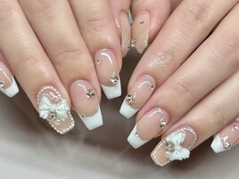 ペールブルーフレンチ×リボン