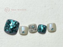 ネイルメゾン 梅田(NAIL MAISON)/ターコイズホロポップリボン