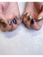 ウロネイルズ(ulo nails)/ブルーで質感ニュアンスデザイン