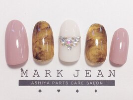 ビジュー べっ甲 ピンクネイル