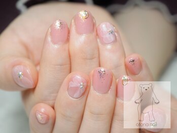 オトナネイル(otona nail)/水彩フラワー&水彩リボンネイル