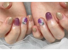 ネイルアンドアイラッシュスタジオ シュシュ(chouchou)/秋パープル・ふどうネイル