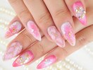ピンク×キラキラ乙女ネイル♪