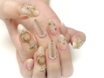 チュールキラキラネイル