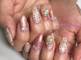 【ロングネイル】ツイードネイル