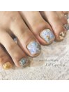 【FOOT】オーロラ大理石×夏nail