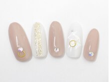 ネイルサロンセレーネ(Selene)/ベージュラメラインネイル　