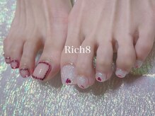 ネイルアンドまつげエクステ リッチエイト 原宿店(Rich8)/キラキラアシメフットネイル