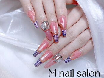 Mネイル/ツイード｜長さだし｜フレンチ