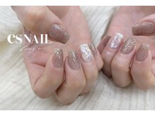 エスネイル 新宿西口店(es NAIL)/シェル×グリッター