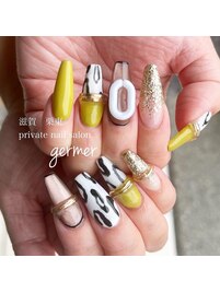 鶯色をつかって春ネイル