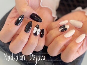 デジャヴ(Dejavu)/白×黒　モード風ネイル