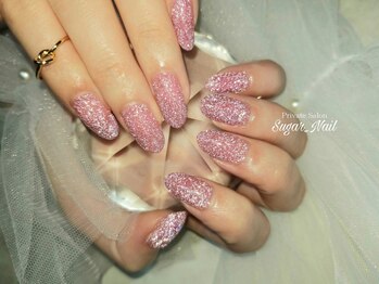 シュガーネイル(sugar nail)/煌めくピンクフラッシュネイル