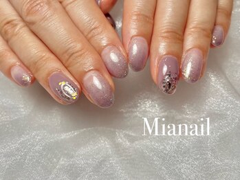 ミアネイル(Mia nail)/ワンカラー+ポイントアート♪