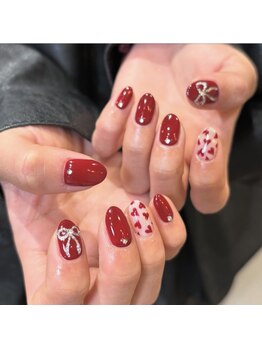 ウェイビーズ ネイル(wavy's.nail)/ハート×リボンネイル