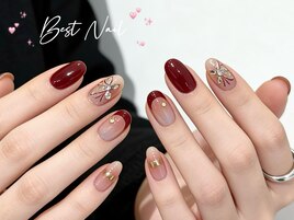 赤ネイル秋ネイルブラウン