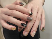 アイミーモア 国立店(aimer more)/ブラック×キラキラネイル