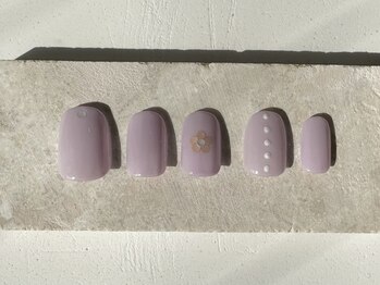 カラ ネイル 中津店(calla nail)/パープル×お花