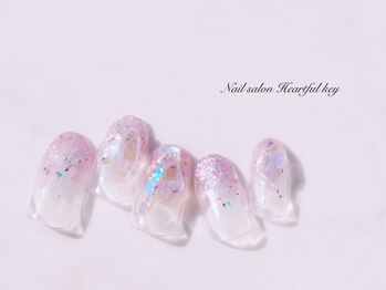 ネイルサロン ハートフルキー(Heartful key)/オーロラマグ×ストーン¥10500