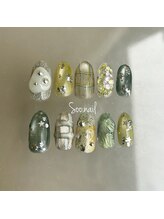 ソーネイル(Soo.nail)/4月定額ネイルアシメデザインB