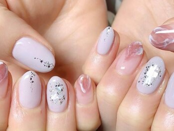 くすみラベンダー&シルバ-アート