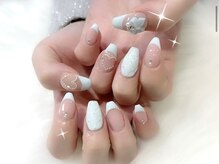 プティネイル 池袋(Puty Nail)/水色キルティングネイル　ジェル