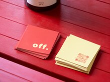 off.【9月上旬 NEW OPEN(予定)】の雰囲気(ショップカードよかったらどうぞ!)