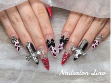 クロス×ヒョウ柄ネイル