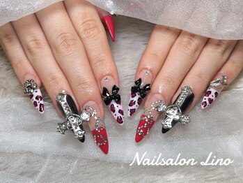 クロス×ヒョウ柄ネイル