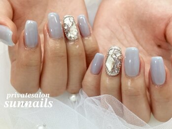 サンネイルズ(sun nails)/2本アート　ストーン追加