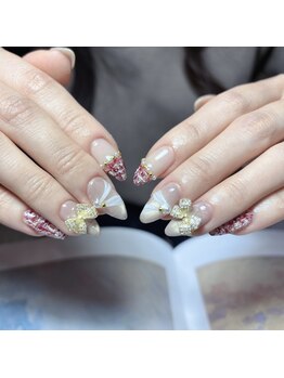 リボン/ツイード/冬ネイル