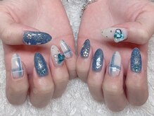 レアネイル 新宿(le'a nail)/ブルーチェックネイル