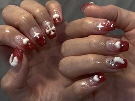 赤グラデーションネイル