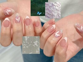 ワンホンネイル・蝶々ネイル