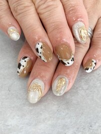 アニマル柄　ニュアンスネイル