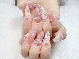 さくらんぼハートワンホンネイル