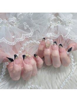 ポミーネイル 池袋店(pomynail)/黒フレンチネイル