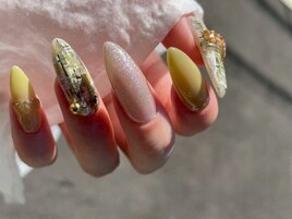 秋色ツイード・リングネイル