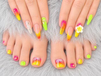 持ち込み☆同時施術 夏ネイル