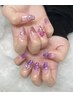 【hand】アクリルスカルプラメグラデ &nbsp;(1cmまで)＋パーツ2コ付き　¥10,000