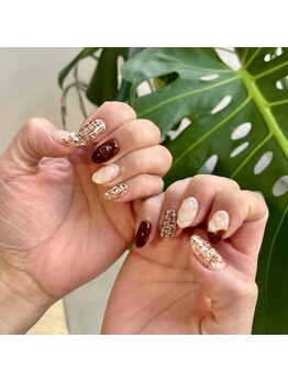 ミントリーフ バイ リート(Mint leaf by Reat)/ブラウンツイードネイル