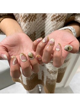 マッシュ abeno店(MASHU)/ぷっくりハート×ホワイトネイル