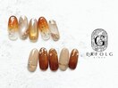 ブラウン秋ネイル