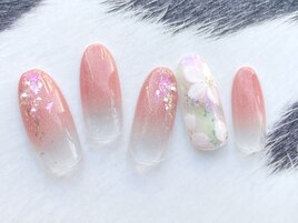 桜ネイル×オーロラ