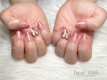 ヒールネイル(heal nail)/pink×ラメ×グラデ×蝶々～