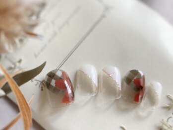 ネイルアンドアイラッシュ ブレス エスパル山形本店(BLESS)/ギンガム×ローライトフラワー