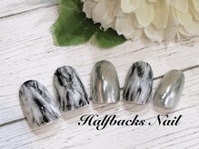 ハーフバックス 堀之内店/メタリック系大理石ネイル