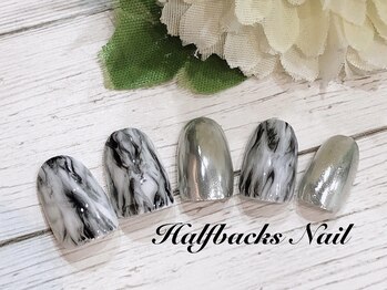ハーフバックス 堀之内店/メタリック系大理石ネイル