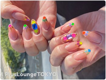 プルースラウンジ トウキョウ(Plus Lounge TOKYO)/ネオンビジュー☆派手ネイル♪