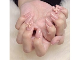 ピンクワンカラー＆リボンパーツ